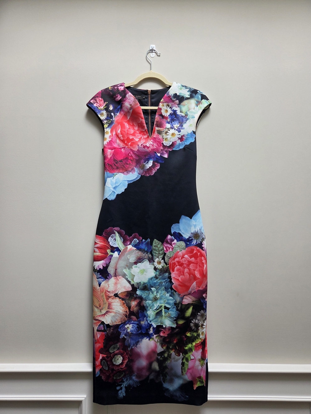 Floral-Print Cap-Sleeve Midi Dress